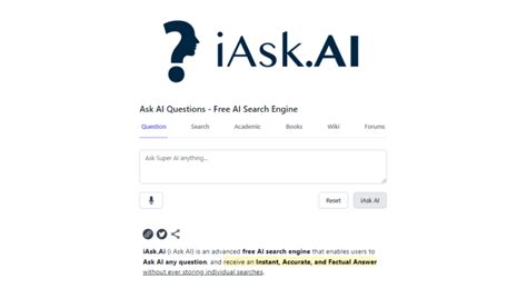 IAsk AI is a free AI search engine that provides instant, detailed, factual answers to any question while protecting user privacy through anonymized searchin....