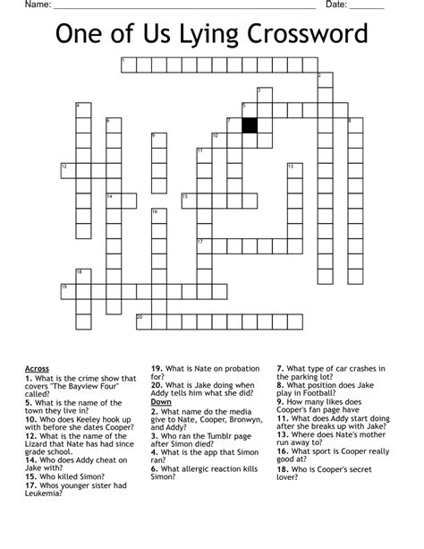 I can prove you re lying crossword. "I can prove you're lying!," and an instruction for reading each set of circled letters 2% 11 TURINGTESTS: Assessments I would pass with flying colors — if I had anything to prove, which I don't, since I'm human 2% 6 FLABBY 