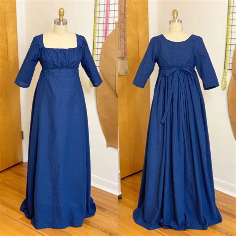 I finally completed my Regency era gown! (Laughing Moon 126) sewing