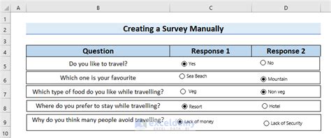I have created a survey in Excel. How can I get something similar in