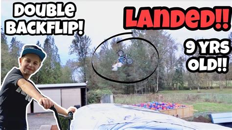 I landed My First DOUBLE BACKFLIP !!! 9 Yrs Old! - YouTube