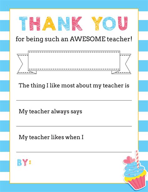 I love this free printable teacher thank you note! It makes a cute