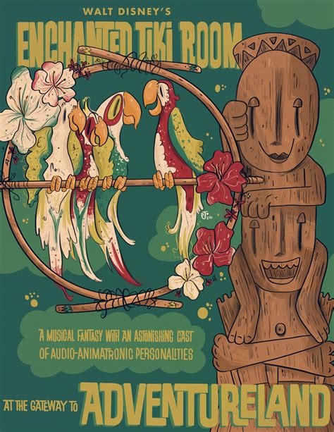 I redrew the vintage Enchanted Tiki Room poster in my style! (more info