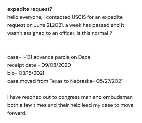 The representative wrote the expedite request on my behalf and told me that within 5 days I will get the response in the email. The next day my I-131 status changed to 'Expedited request received' and after 4 days it changed to 'Expedited request Approved'. u/coffeewala I mailed my documents to Chicago. My case is processing at NBC.. 