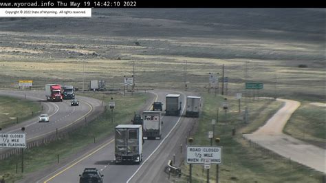 Wyoming Department of Transportation Travel Information Service. WYDOT >WYOROAD >District 1. Last update at: May 3, 2024, 02:57 PM Frequently Asked Questions ... I 80 , US 30 from milepost 357.600 to 362.100 Width restriction: 14 ft May 3, 2024, 02:57 PM .... 