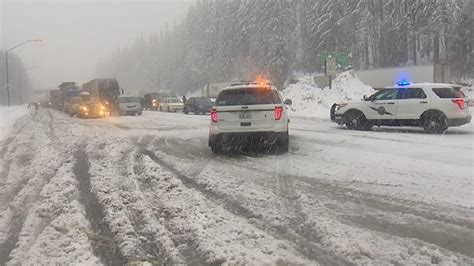 I90 pass weather. Feb 25, 2024 10:23pm. I-90 westbound is closed at Snoqualmie Pass due to snow, spin-outs and car crashes. Washington State Patrol made the announcement at 5:26 p.m. I-90 is closed in both directions due to collisions. 