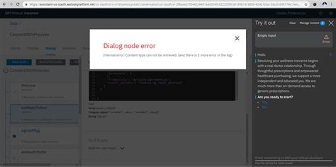 IBM Watson "Internal Server Error - Write" Error - Stack Overflow