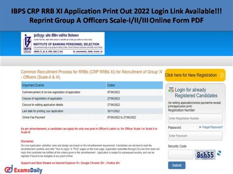 IBPS CRP RRB XI Application Print 2022 Login Link Available!!! Reprint