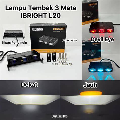 IBRIGHT L20 - Lampu Tembak Biled LED 3 Mata Slim Plus Kipas - raincitystudios.com
