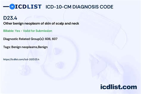 ICD 10 Code: D23 Other benign neoplasms of skin-2024