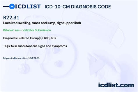 ICD-10 Code for Localized swelling, mass and lump, right upper …