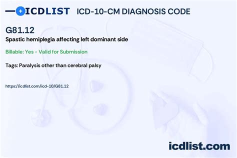 ICD-10-CM Code G81.12 - Spastic hemiplegia affecting left …