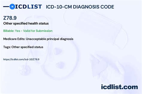 ICD-10-CM Code Z78.9 - Other specified health status