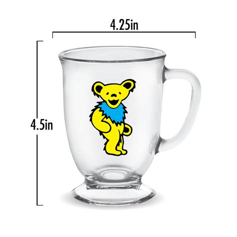 ICUP Grateful Dead Dancing Bear Glass 16oz Coffee Mug