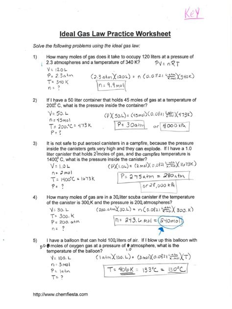 Ideal Gas Law Practice Worksheet - wintechmobiles.com