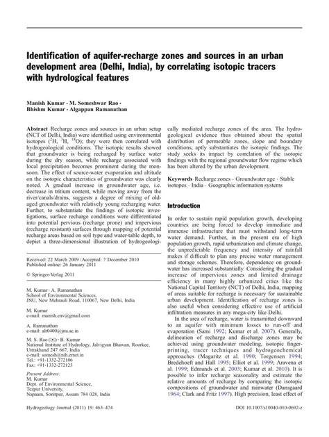 Identification of aquifer-recharge zones and sources in an urban ... - raincitystudios.com