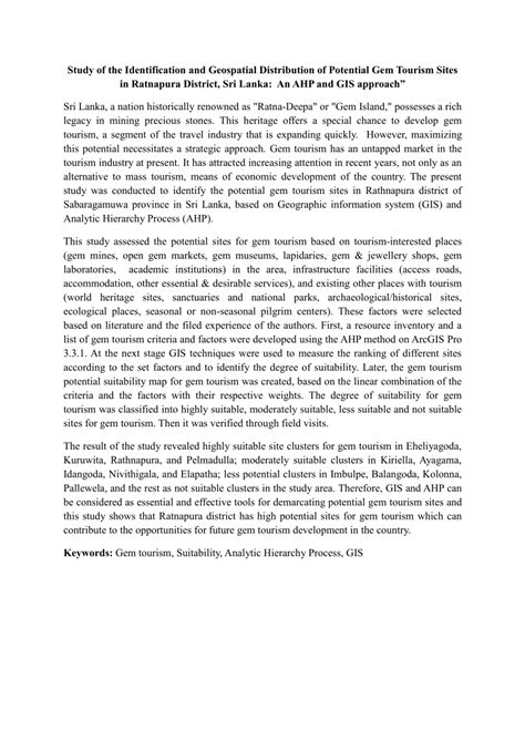 Identification of Potential Gem Tourism Sites and Their Geospatial ... - wintechmobiles.com