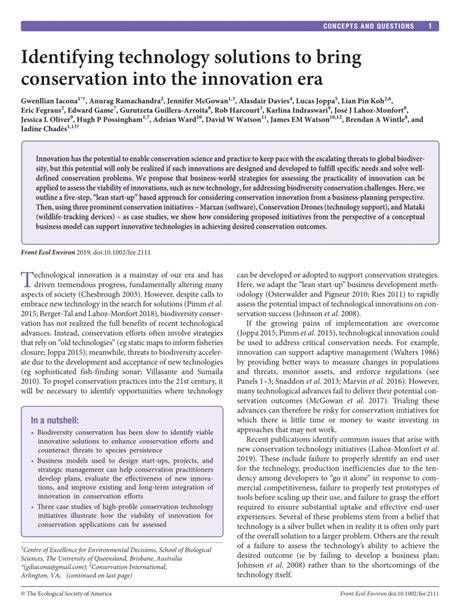 Identifying technology solutions to bring conservation into the ... - raincitystudios.com