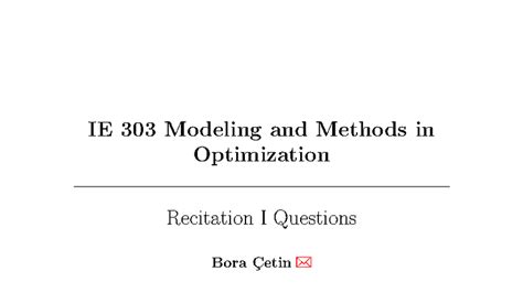 IE 303 S2026 Recitation 2: Optimization Questions and Models - wintechmobiles.com