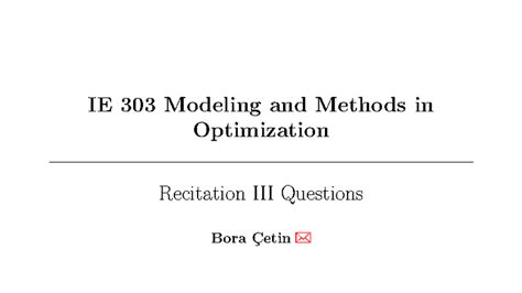 IE 303 S2026 Recitation 3: Optimization Model Questions - wintechmobiles.com