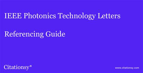 IEEE Photonics Technology Letters citation style [Update