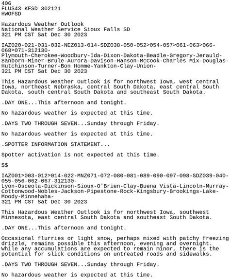 IEM :: HWO from NWS FSD