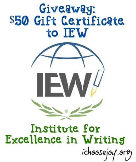 IEW $50 Gift Certificate Giveaway - I Choose Joy!