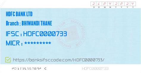 IFSC Code for HDFC Bhiwandi Thane, Thane, Maharashtra