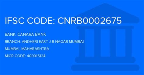 IFSC Code of Andheri East Mumbai Branch - Canara Bank …