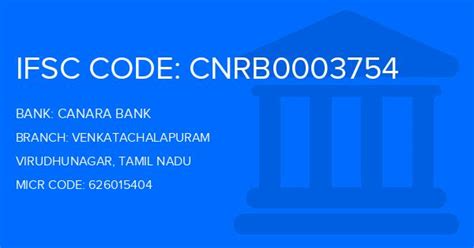 IFSC Code of Canara Bank in Sattur, Virudhunagar, Tamil Nadu