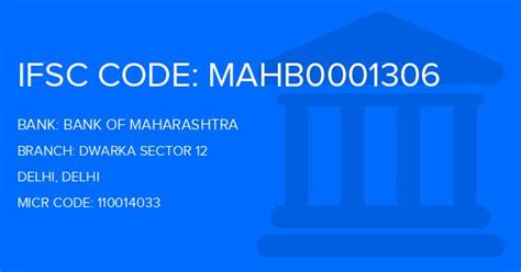 IFSC Code of Sector 12 Dwarka New Delhi Branch