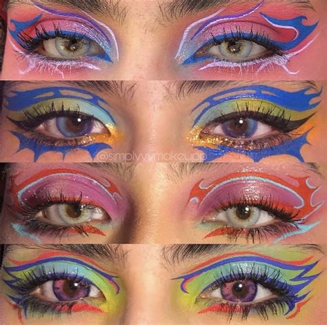 IG: simplyyymakeupp creative editorial graphic eyeliner colourful ...