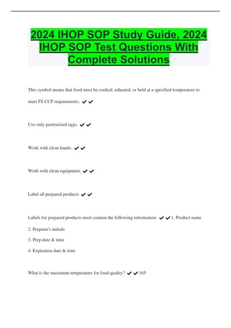 IHOP SOP Study Guide 2024 Test Questions with Complete Answers IHOP