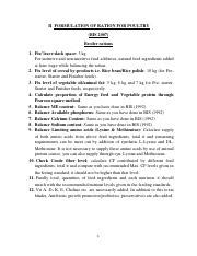 II FORMULATION OF RATION FOR POULTRY (BIS …