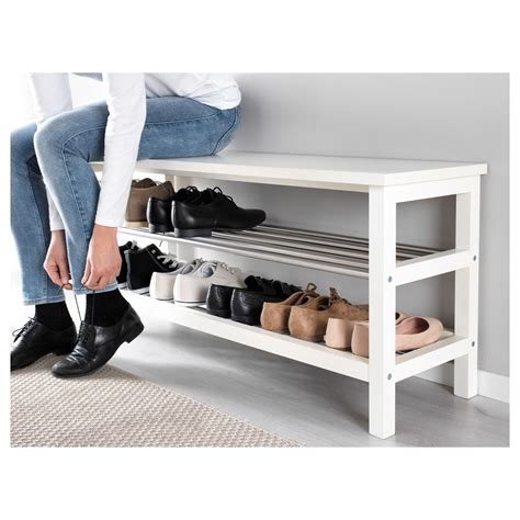 IKEA Tjusig Bench with Shoe Storage White Chrome eBay