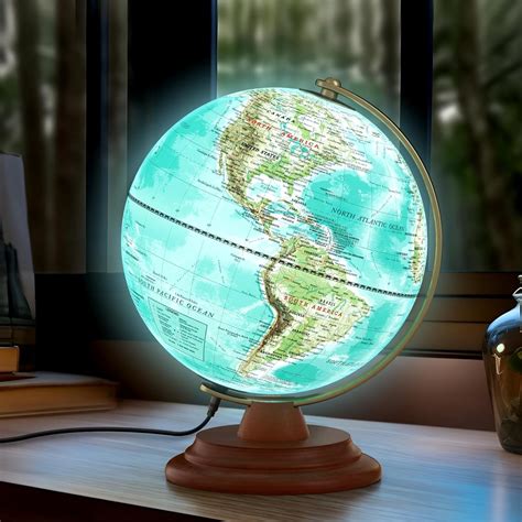 Illuminated World Globe for Kids & Adults All Ages with Wooden - wintechmobiles.com