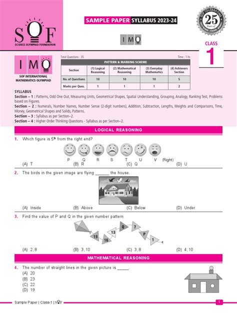 IMO Level 1 Sample paper Class 1 to 12 2024- Previous year …