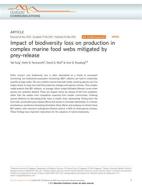 Impact of biodiversity loss on production in complex marine ... - Nature - raincitystudios.com