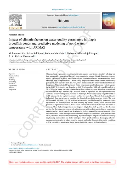 Impact of climatic factors on water quality parameters in tilapia ... - raincitystudios.com