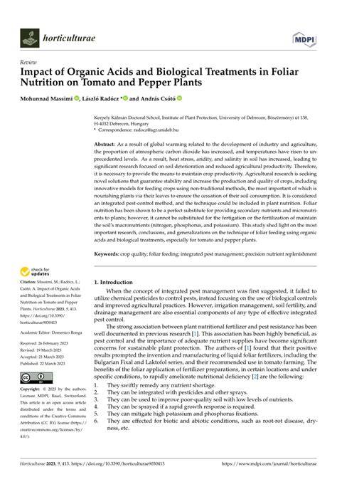 Impact of Organic Acids and Biological Treatments in Foliar Nutrition ... - raincitystudios.com