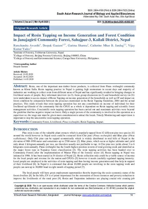 Impact of Resin Tapping on Income Generation and Forest Condition … - raincitystudios.com