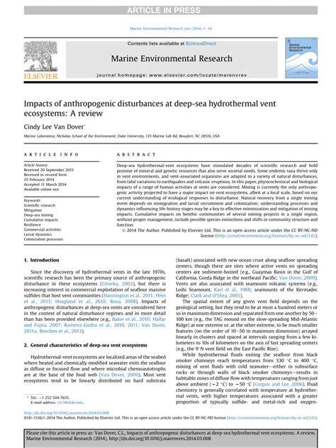 Impacts of anthropogenic disturbances at deep-sea hydrothermal vent ... - raincitystudios.com