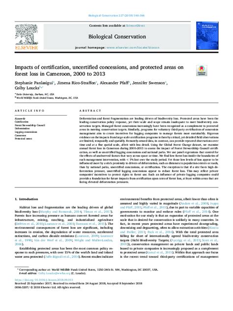 Impacts of certification, uncertified concessions, and protected areas ... - raincitystudios.com