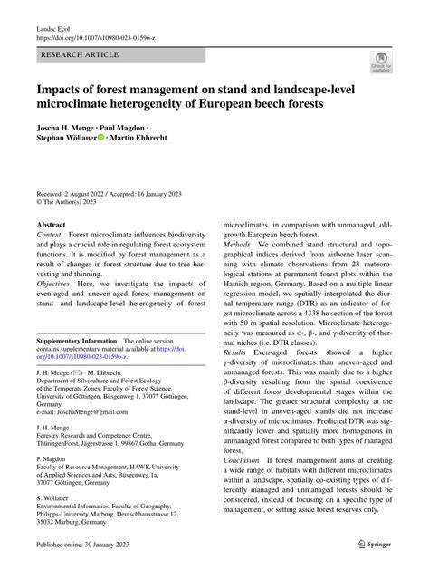 Impacts of forest management on stand and landscape-level microclimate ... - raincitystudios.com
