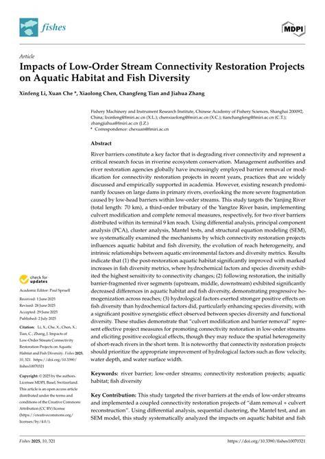 Impacts of Low-Order Stream Connectivity Restoration Projects on - raincitystudios.com