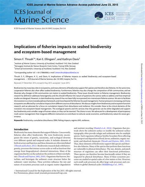 Implications of fisheries impacts to seabed biodiversity and ecosystem ... - raincitystudios.com