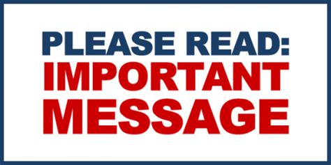 IMPORTANT NOTICE – PLEASE READ CAREFULLY!!