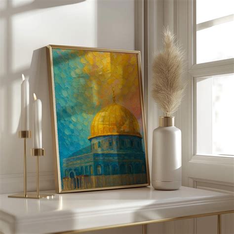 Impressionistic Dome of the Rock Art Print Sunrise Golden Mosque - wintechmobiles.com