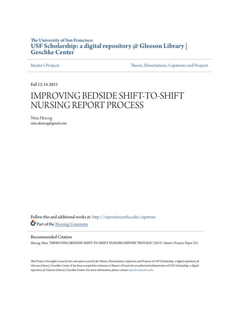 IMPROVING BEDSIDE SHIFT-TO-SHIFT NURSING REPORT …