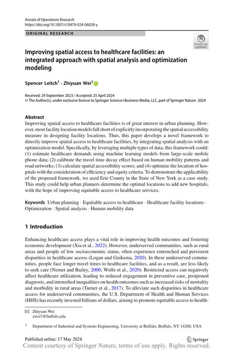 Improving spatial access to healthcare facilities: an integrated ... - wintechmobiles.com